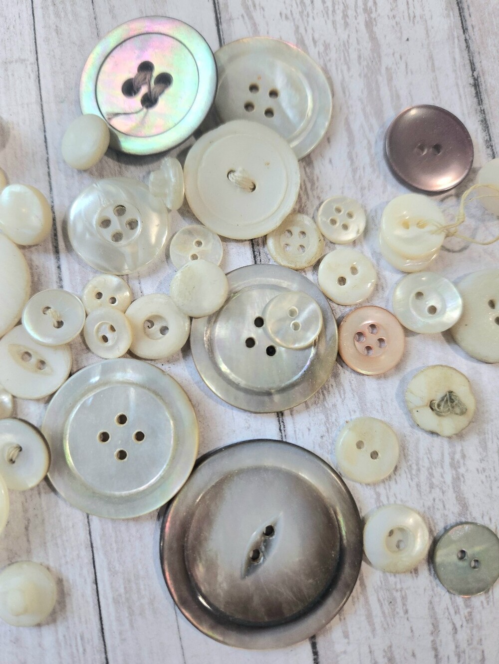 Antique Mother Of Pearl Miscellaneous Button Lot Estate Collection 46 Total